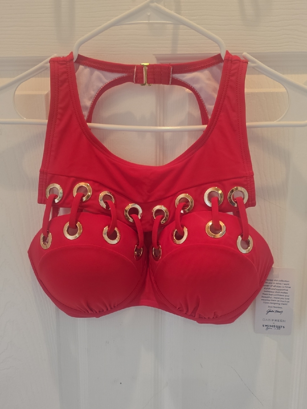 Gabbi Fresh Red Lace-Up High-Neck Bikini Top